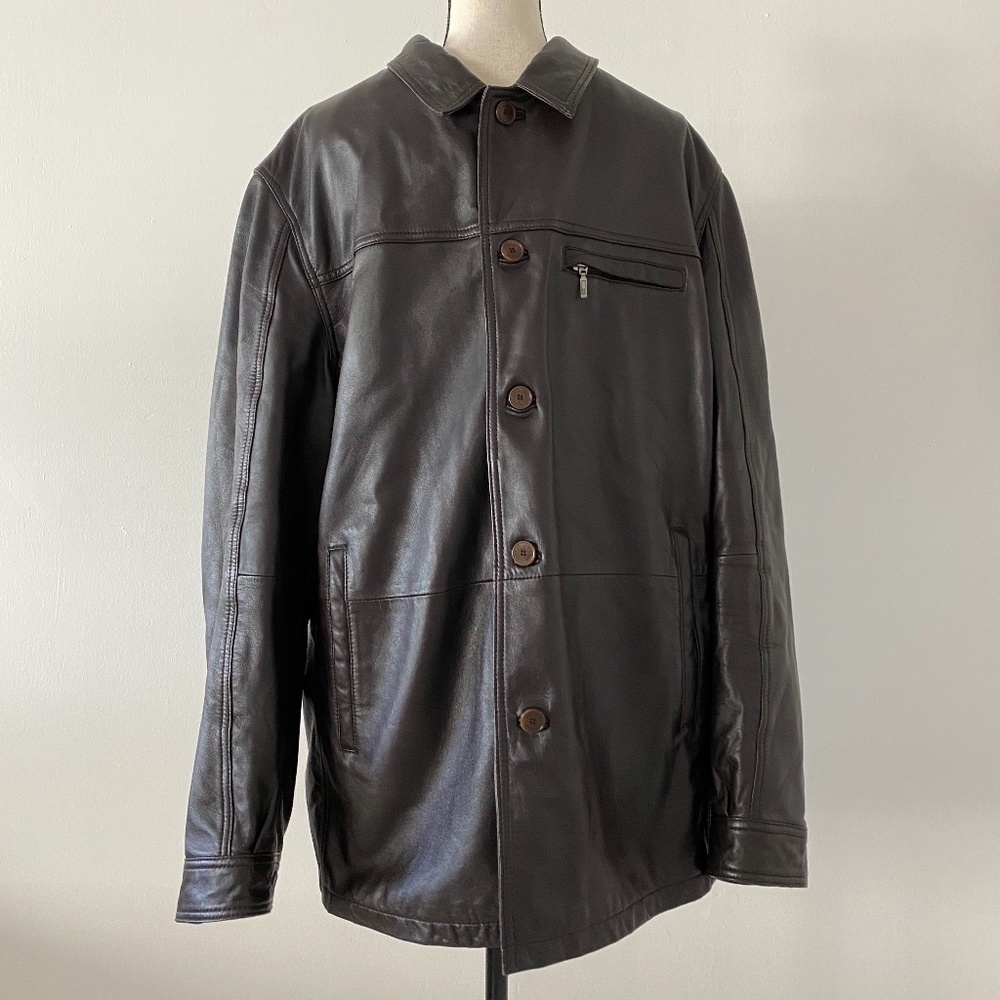 TORRAS Brown Leather Men's Jacket Size 48